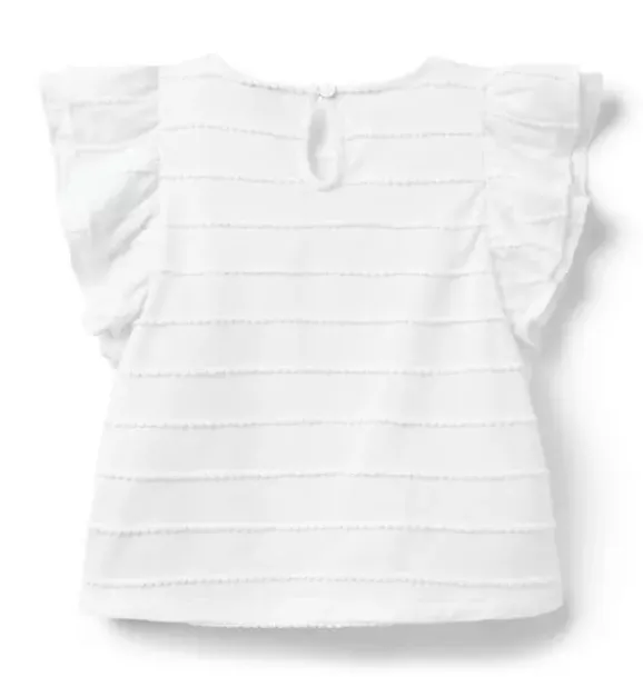 Janie and Jack Sleeveless Tops-Textured Stripe Ruffle Sleeve Top white