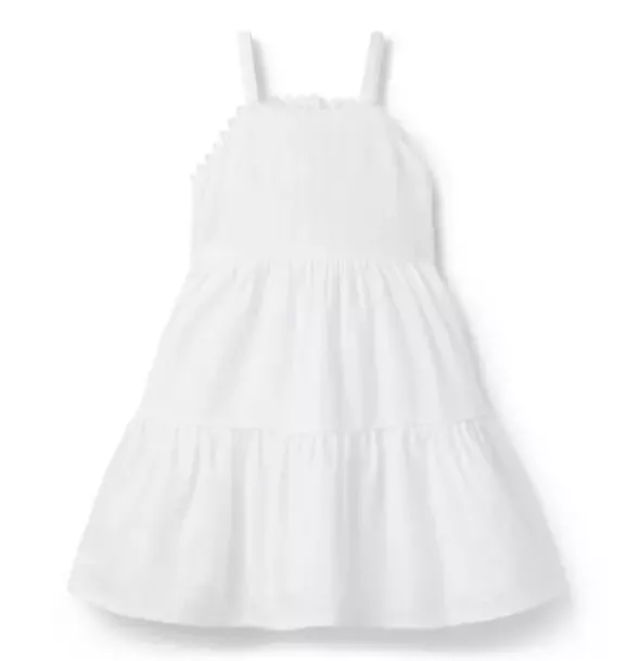 Janie and Jack Dresses-Textured Stripe Tiered Dress white