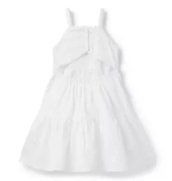 Janie and Jack Dresses-Textured Stripe Tiered Dress white