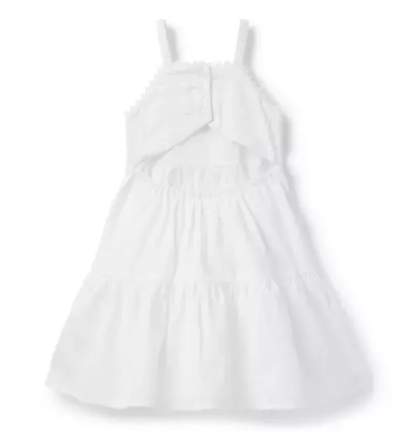 Janie and Jack Dresses-Textured Stripe Tiered Dress white