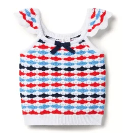 Janie and Jack Sweaters & Sweatshirts|Sleeveless Tops-The Americana Crochet Top white stripe