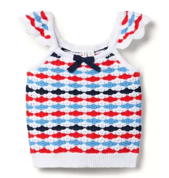 Janie and Jack Sweaters & Sweatshirts|Sleeveless Tops-The Americana Crochet Top white stripe