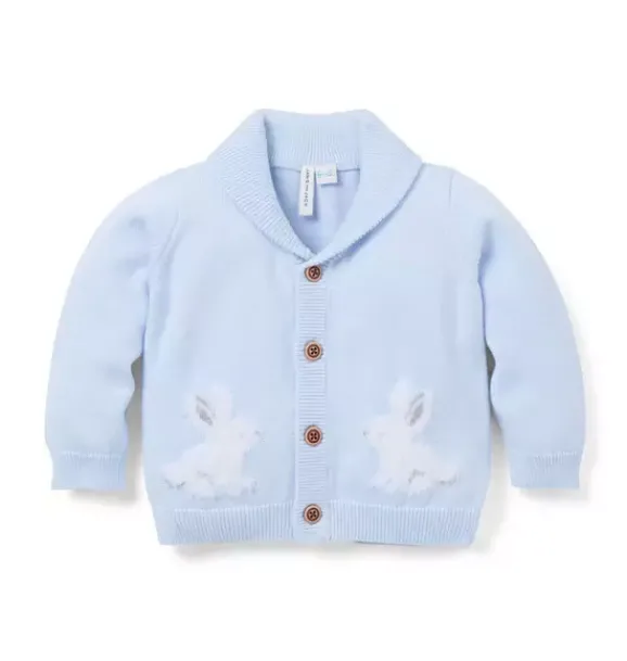 Janie and Jack Sweaters & Jackets-The Bunny Shawl Collar Baby Cardigan light blue