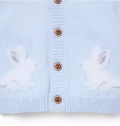 Janie and Jack Sweaters & Jackets-The Bunny Shawl Collar Baby Cardigan light blue