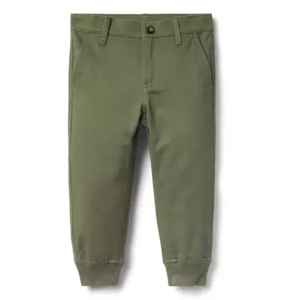 Janie and Jack Pants-The Button Twill Jogger deep olive green