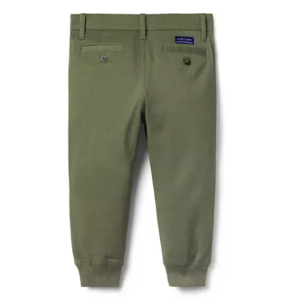 Janie and Jack Pants-The Button Twill Jogger deep olive green