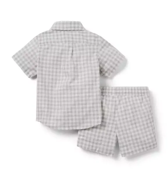 Janie and Jack Sets-The Cabana Matching Baby Set classic grey heather gingham