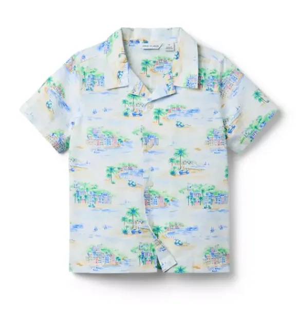 Janie and Jack Family Matching|Swim Outfits-The Cabana Shirt jet ivory getaway