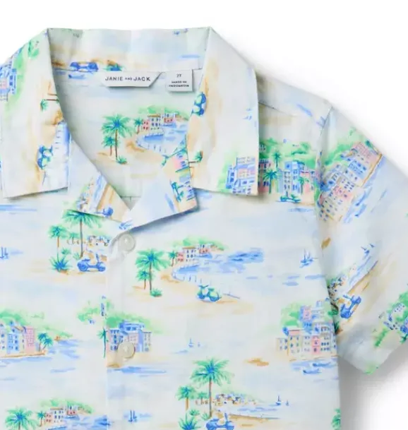 Janie and Jack Family Matching|Swim Outfits-The Cabana Shirt jet ivory getaway