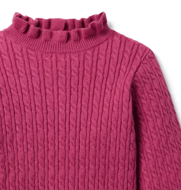 Janie and Jack Sweaters & Sweatshirts-The Cable Knit Ruffle Sweater mauve rose