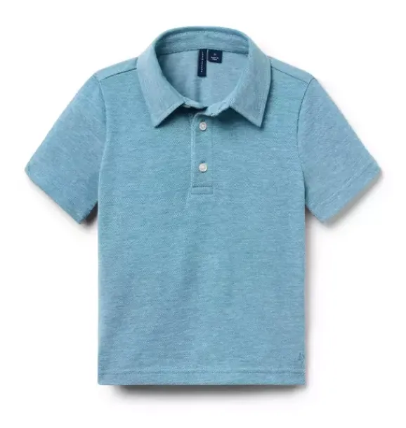 Janie and Jack Polos-The Classic Pique Polo surf blue heather