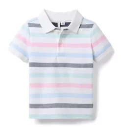 Janie and Jack Polos-The Classic Striped Pique Polo white stripe