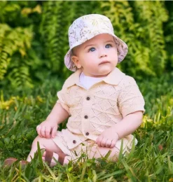 Janie and Jack Sets-The Crochet Cabana Matching Baby Set freshwater pearl