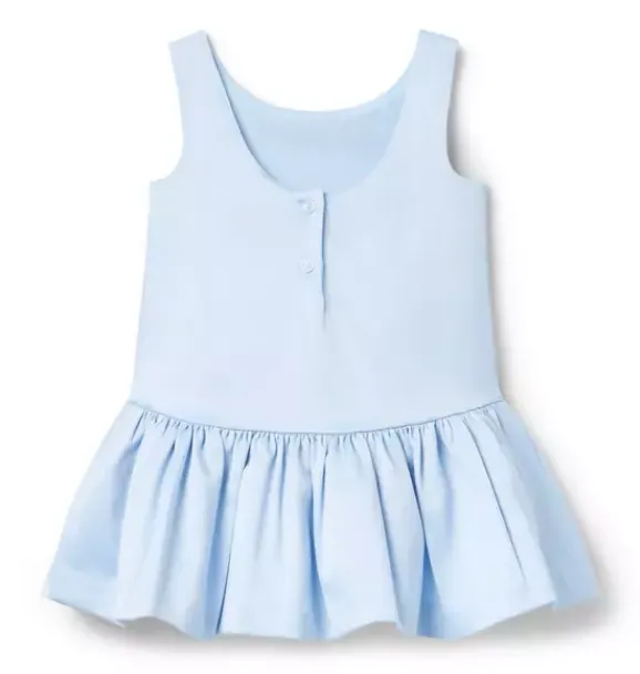 Janie and Jack Dresses-The Dropwaist Debut Dress sunshower blue