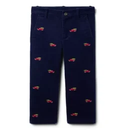 Janie and Jack Pants-The Embroidered Holiday Corduroy Pant merchant marine