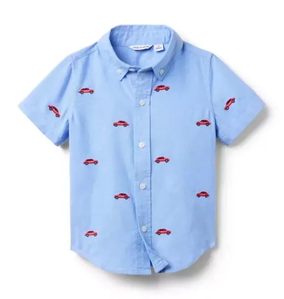 Janie and Jack Shirts-The Embroidered Oxford Shirt ocean air