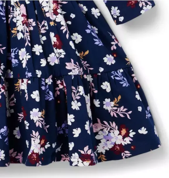 Janie and Jack Dresses-The Everyday 3/4 Sleeve Dress merchant marine floral