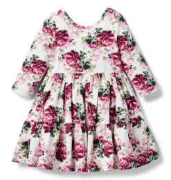 Janie and Jack Dresses-The Everyday 3/4 Sleeve Dress ivory floral