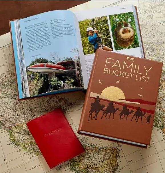 Janie and Jack Books-THE FAMILY BUCKET LIST LEATHER EDITION tan