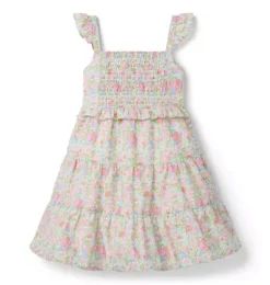 Janie and Jack Dresses-The Giselle Smocked Dress white ditsy floral