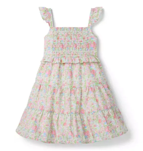 Janie and Jack Dresses-The Giselle Smocked Dress white ditsy floral