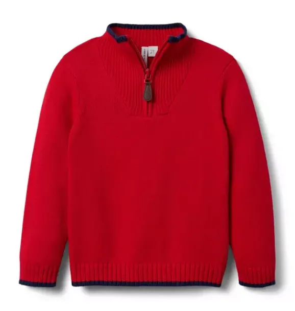 Janie and Jack Sweaters & Sweatshirts-The Half-Zip Sweater bradbury red
