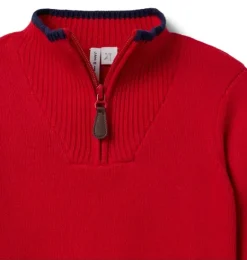 Janie and Jack Sweaters & Sweatshirts-The Half-Zip Sweater bradbury red