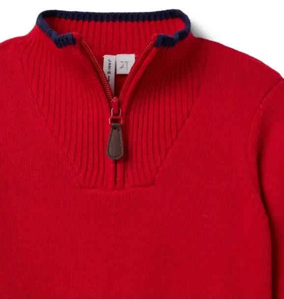 Janie and Jack Sweaters & Sweatshirts-The Half-Zip Sweater bradbury red