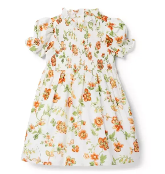 Janie and Jack Dresses-The Hannah Smocked Dress jet ivory floral