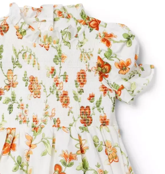 Janie and Jack Dresses-The Hannah Smocked Dress jet ivory floral