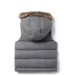 Janie and Jack Blazers & Vests|Jackets & Coats-The Hooded Puffer Vest grey heather herringbone