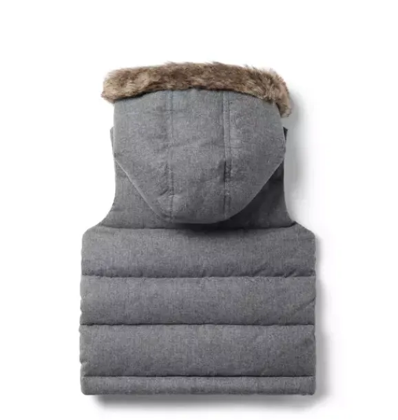 Janie and Jack Blazers & Vests|Jackets & Coats-The Hooded Puffer Vest grey heather herringbone