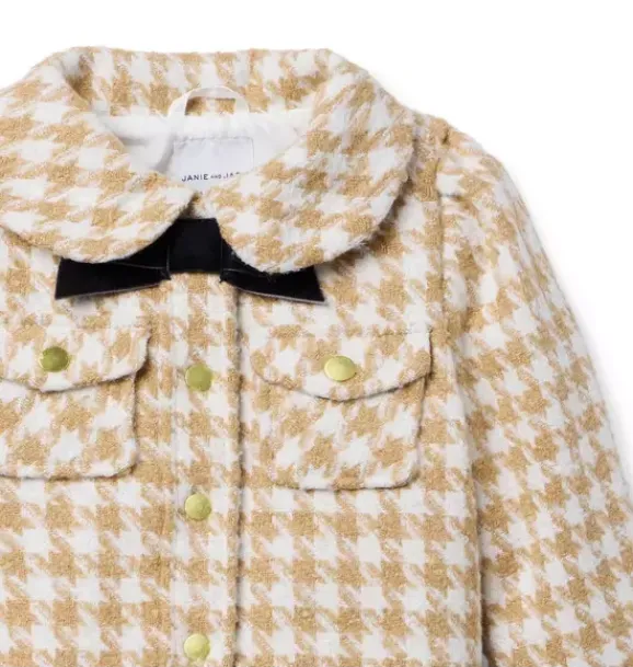 Janie and Jack Jackets & Coats-The Houndstooth Bow Jacket butterscotch houndstooth