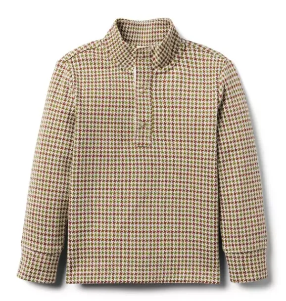 Janie and Jack Sweaters & Sweatshirts-The Houndstooth Jacquard Pullover light brown houndstooth
