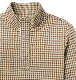 Janie and Jack Sweaters & Sweatshirts-The Houndstooth Jacquard Pullover light brown houndstooth