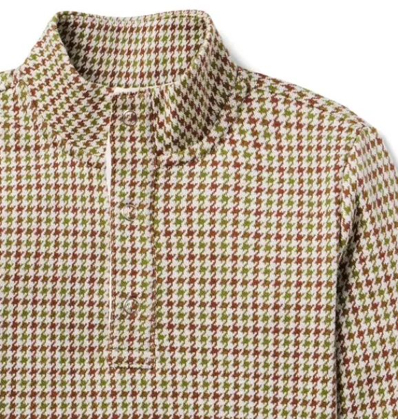 Janie and Jack Sweaters & Sweatshirts-The Houndstooth Jacquard Pullover light brown houndstooth
