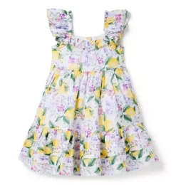 Janie and Jack Dresses-The Lemon Grove Dress white lemon floral