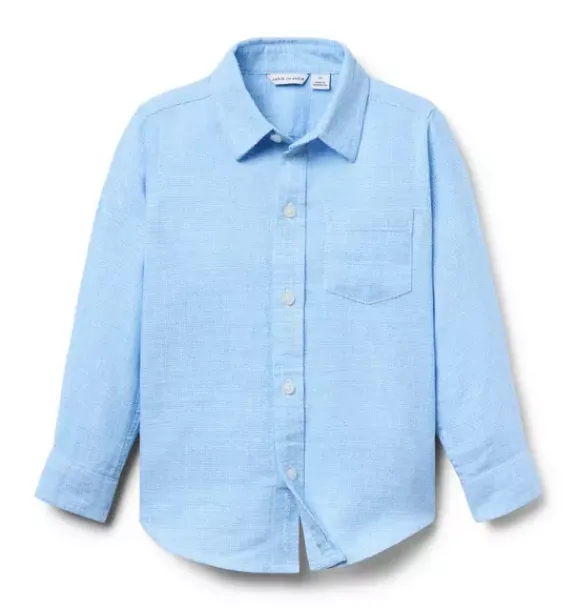 Janie and Jack Shirts-The Linen-Cotton Shirt soft blue heather