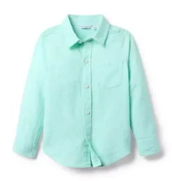 Janie and Jack Suiting|Shirts-The Linen-Cotton Shirt mint chip
