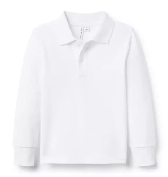 Janie and Jack Polos-The Long Sleeve Pique Polo white