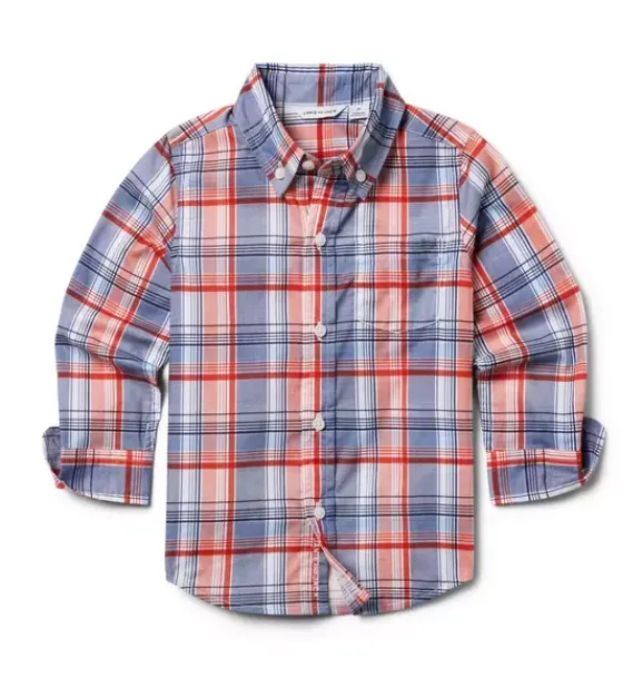 Janie and Jack Shirts-The Madras Plaid Shirt moto red plaid