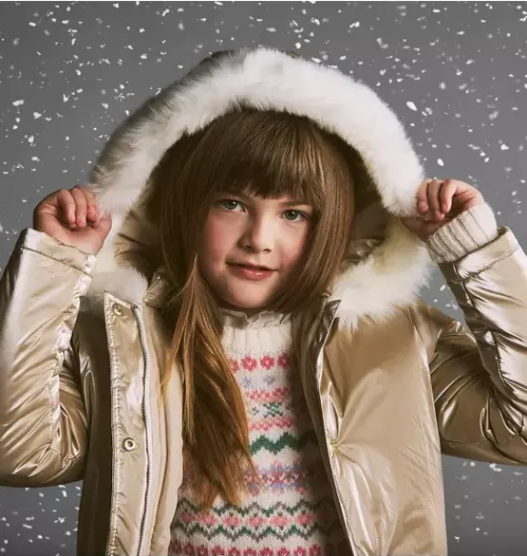 Janie and Jack Jackets & Coats-The Metallic Puffer Coat gold