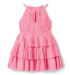 Janie and Jack Dresses-The Paradise Pleated Dress blooming pink
