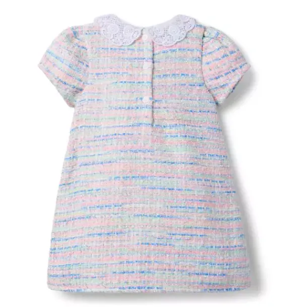Janie and Jack Dresses-The Petal Collar Tweed Dress pale pink