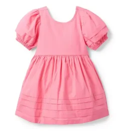 Janie and Jack Dresses-The Pintuck Puff Sleeve Dress blooming pink