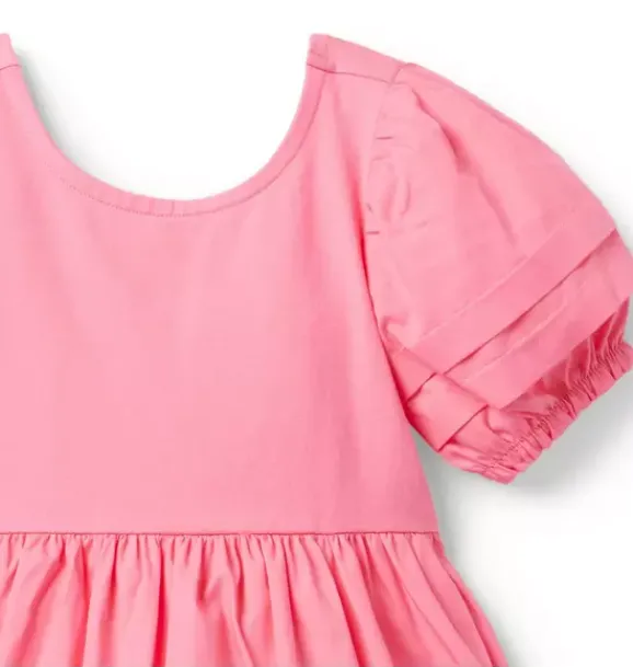 Janie and Jack Dresses-The Pintuck Puff Sleeve Dress blooming pink