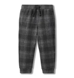 Janie and Jack Pants-The Plaid Flannel Jogger charcoal heather plaid