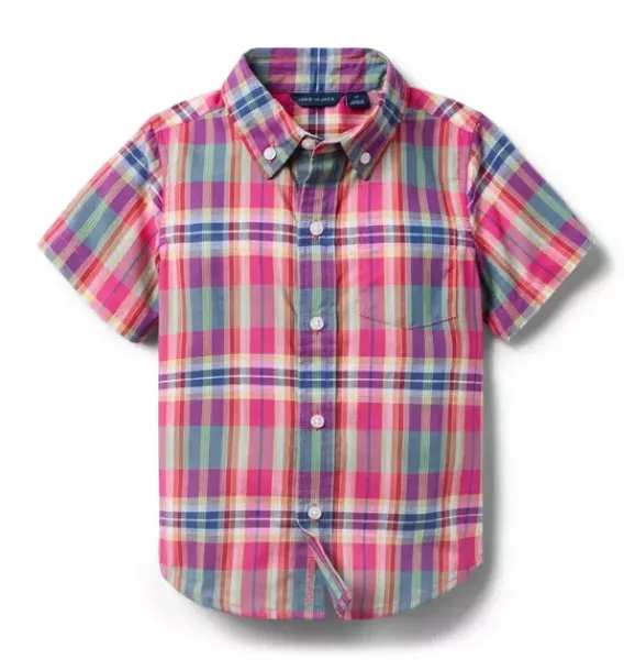Janie and Jack Shirts-The Plaid Shirt pink melon plaid