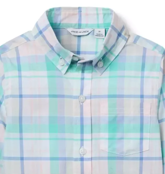 Janie and Jack Shirts-The Plaid Shirt fresh mint plaid
