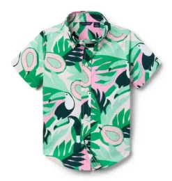 Janie and Jack Matching Sets|Shirts-The Poplin Shirt soft rose toucan
